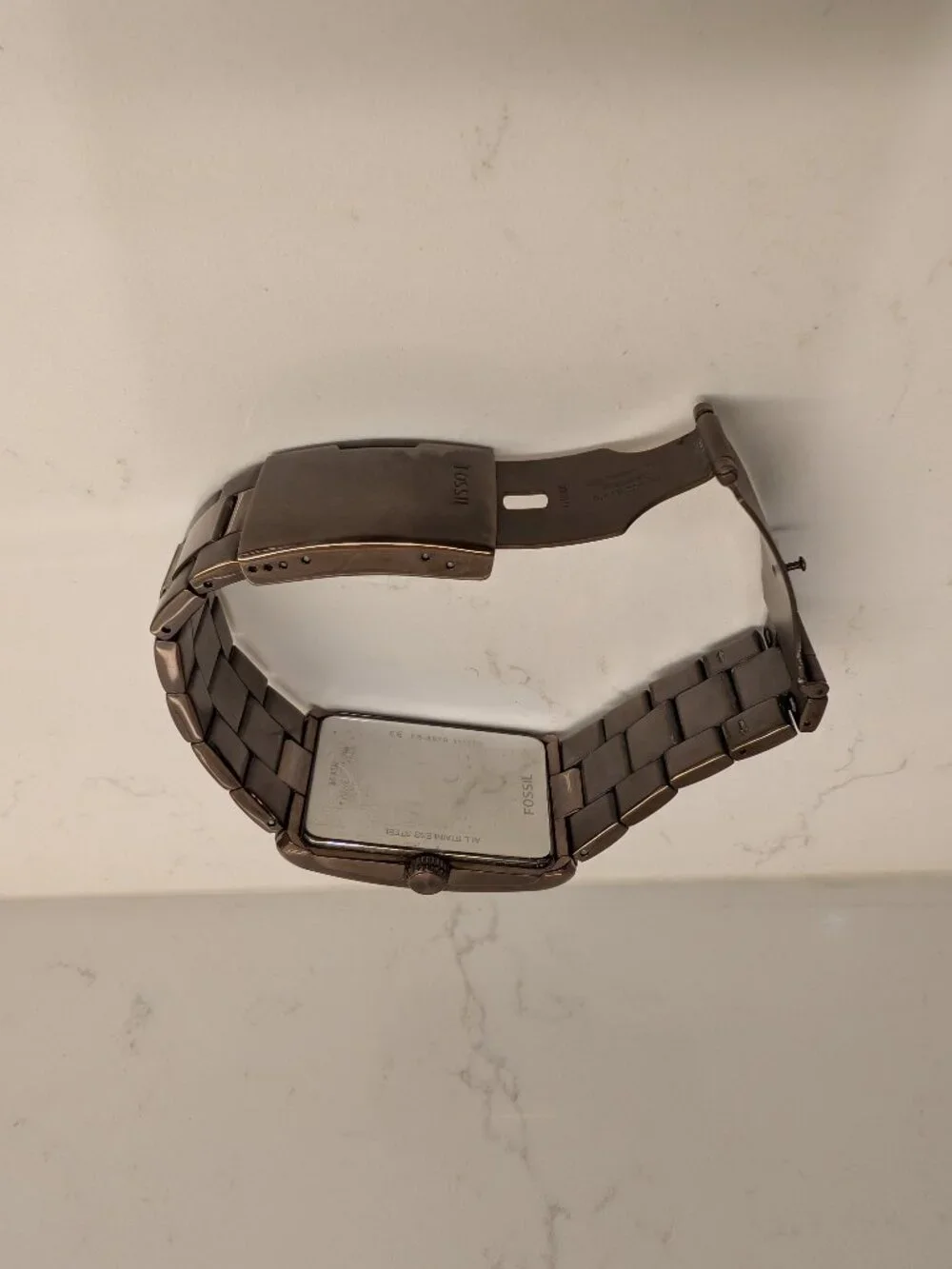 Fossil FS-4679 Men’s Rectangular Brown Stainless Steel Watch Date